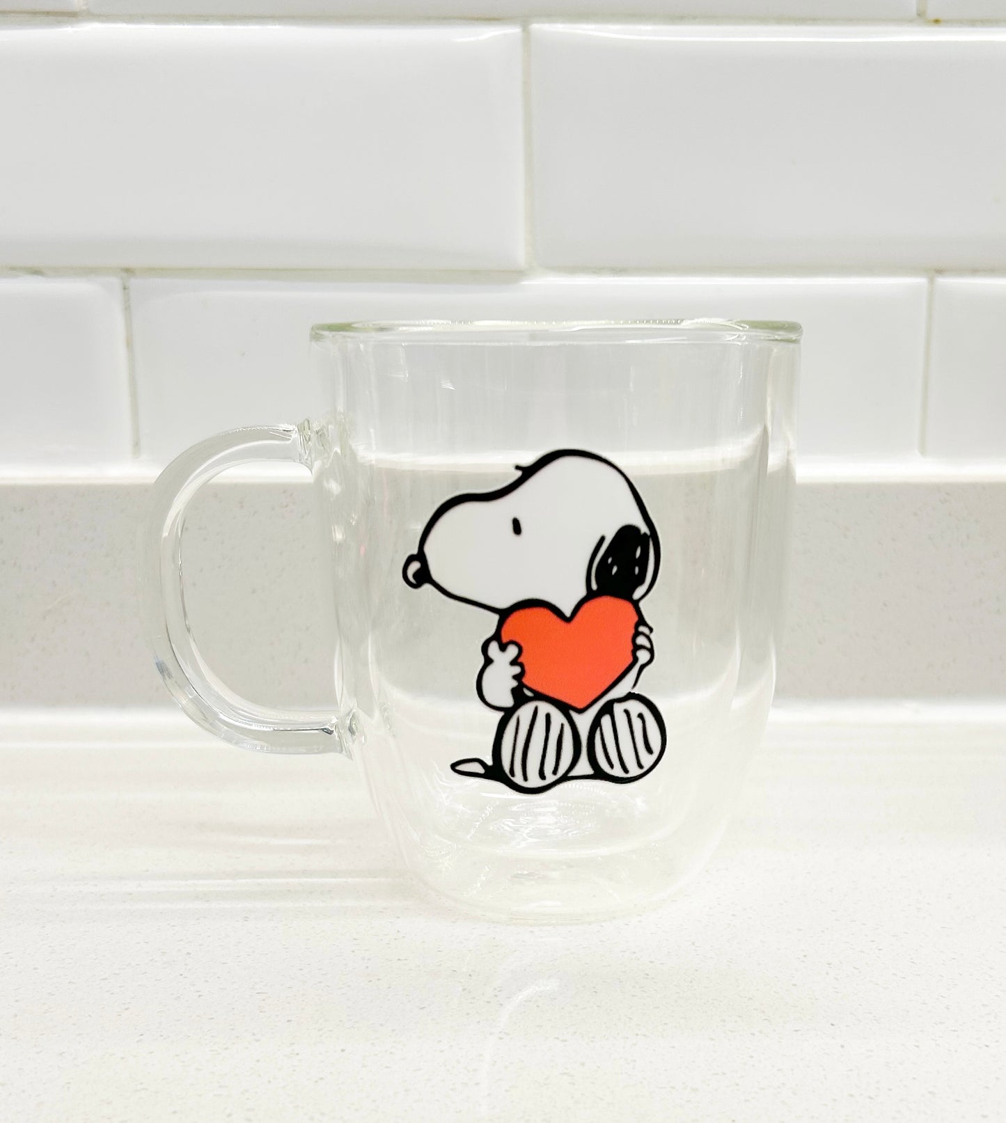 Taza Snoopy y corazón doble pared 450 ml