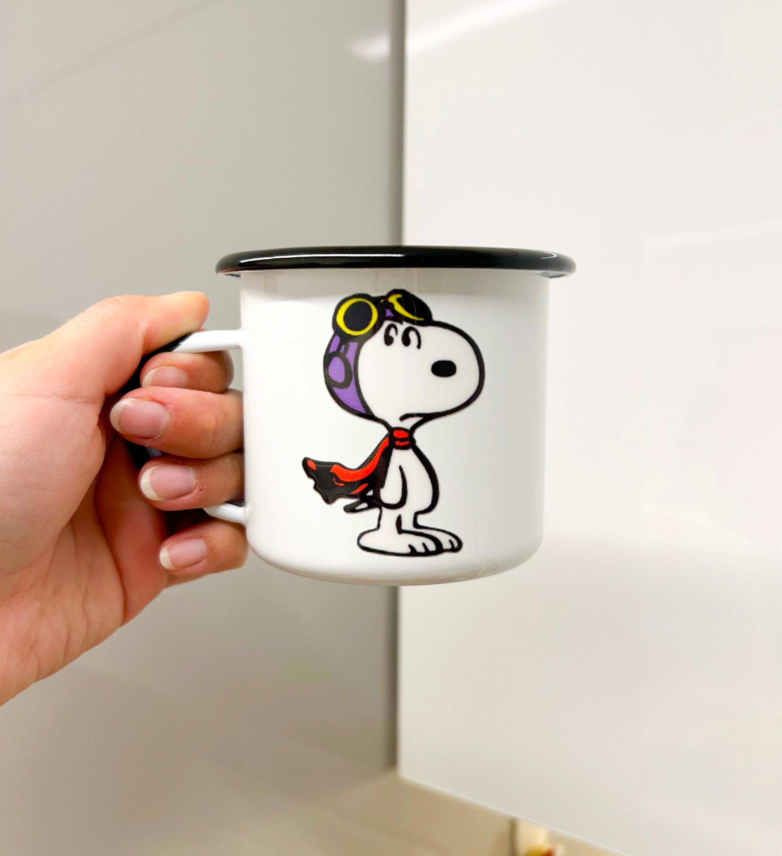 Snoopy aviador taza enlozada