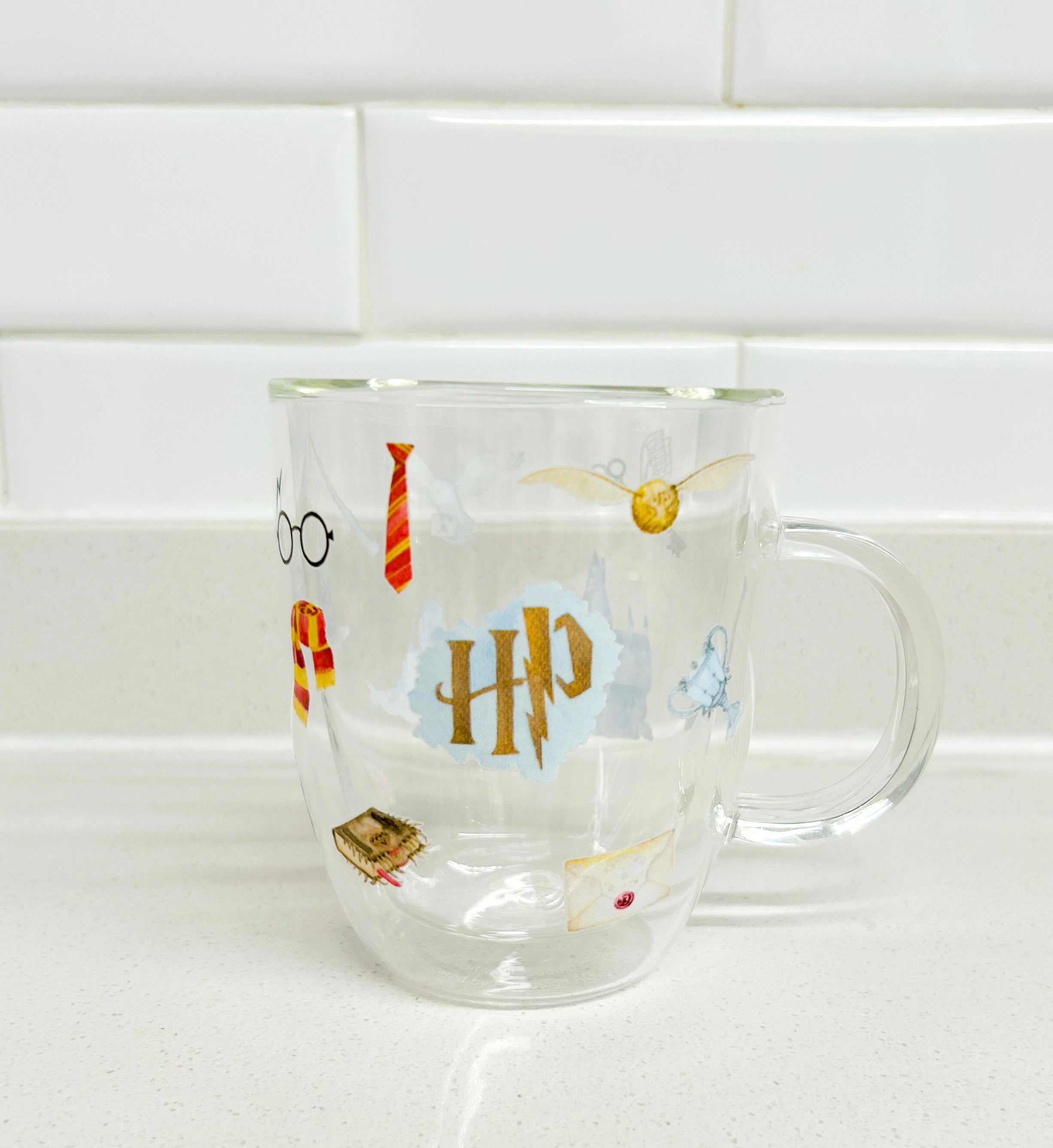 Hogwarts taza doble pared de vidrio