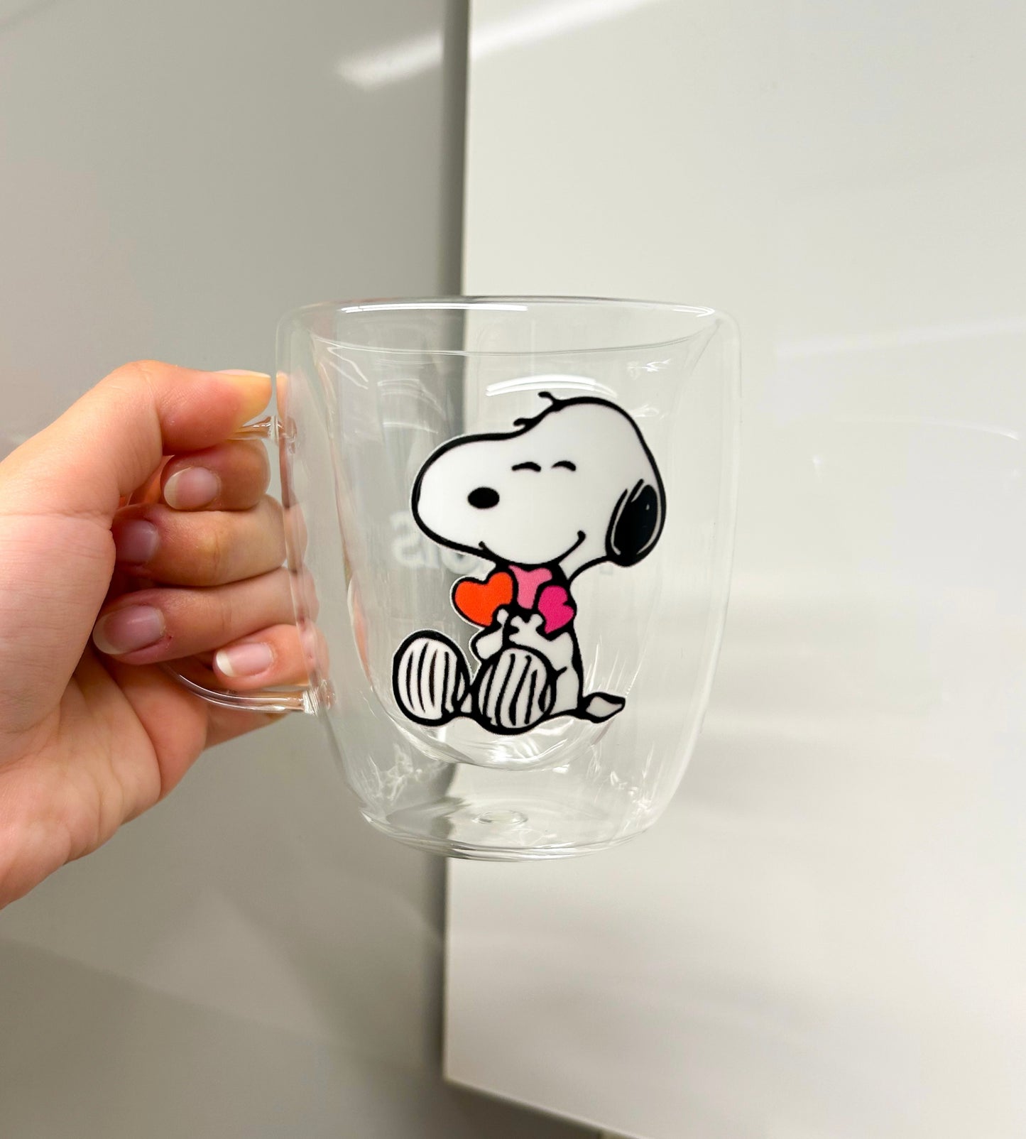 Taza Snoopy corazones doble pared