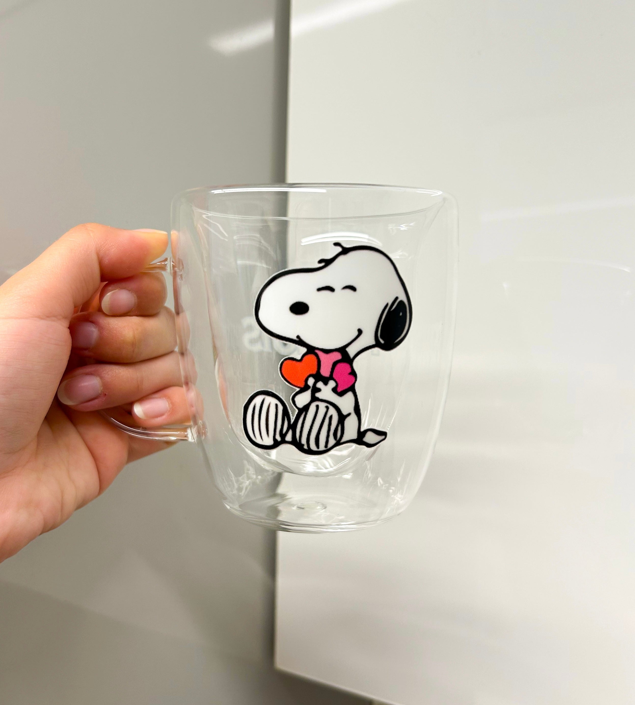 Taza Snoopy corazones doble pared