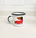 Taza perro salchicha enlozada