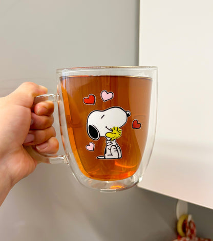Taza Snoopy y Woodstock doble pared 450 ml