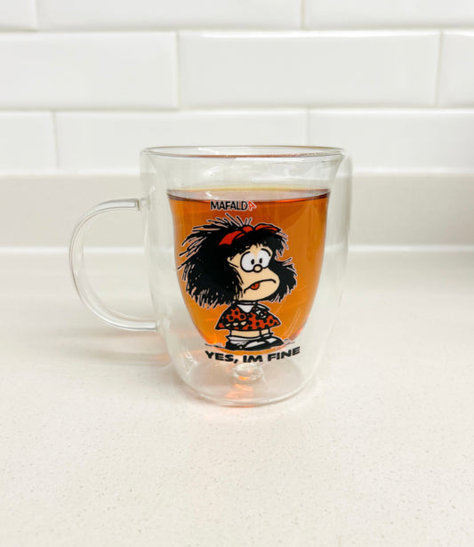 Taza Mafalda “Im fine” doble pared 450 ml