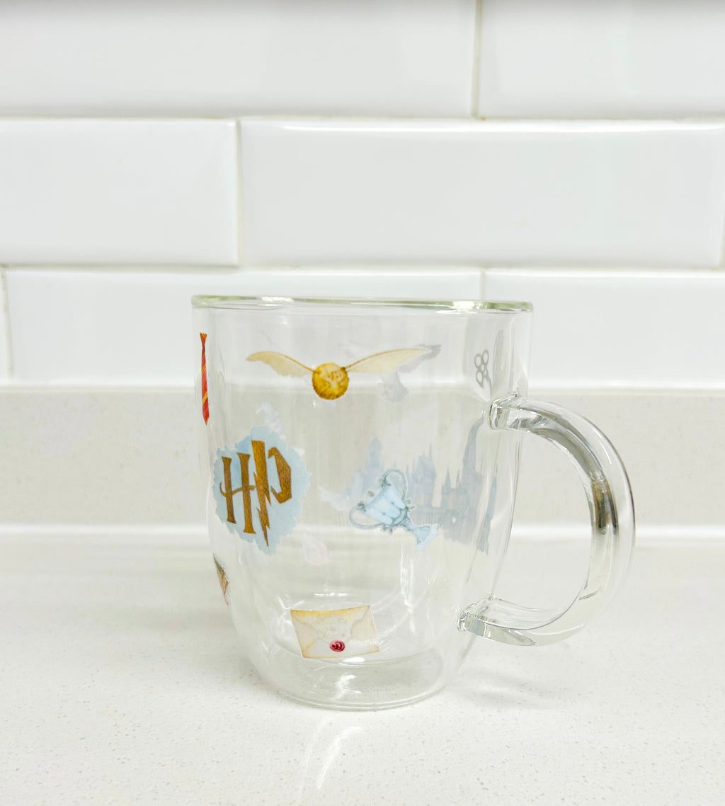 Hogwarts taza doble pared de vidrio