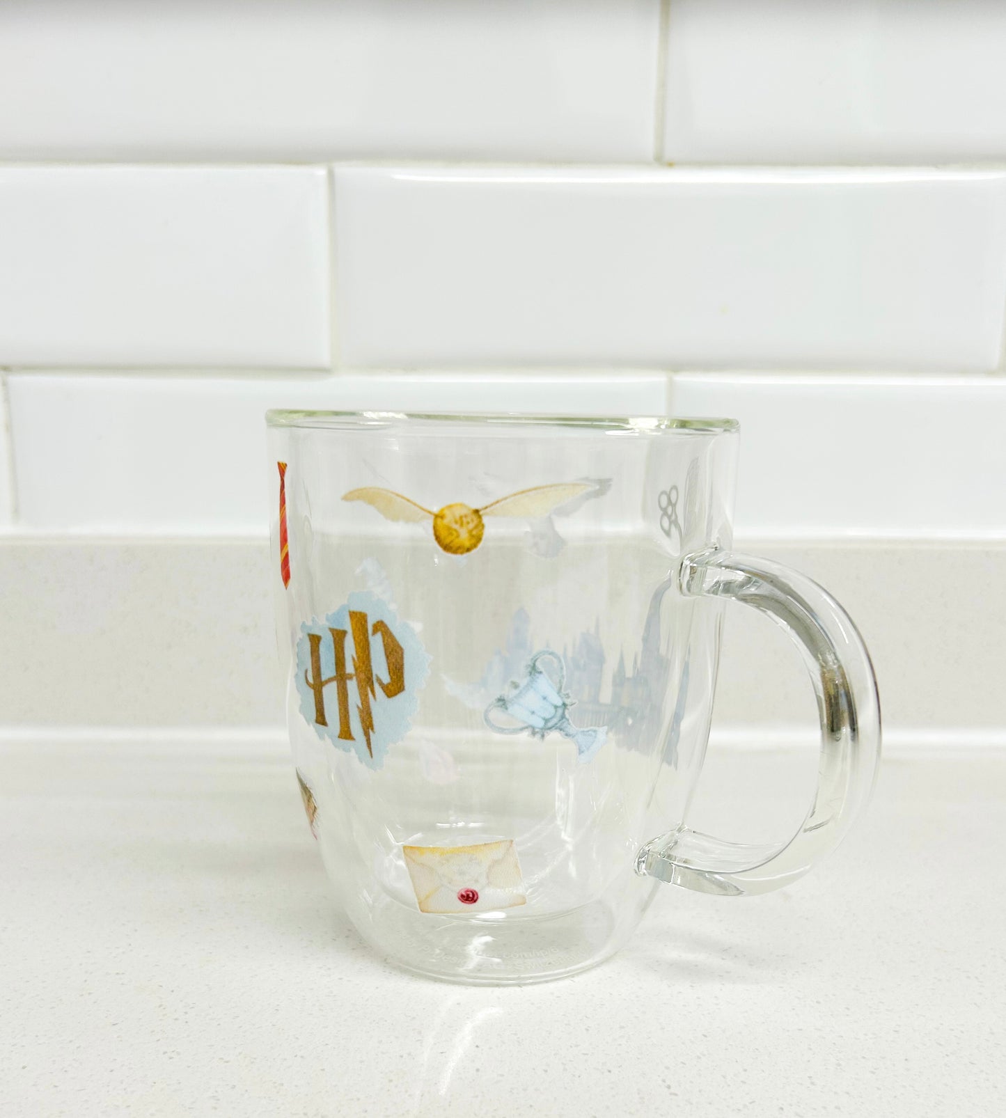 Hogwarts taza doble pared de vidrio