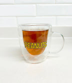 Taza Snoopy y Woodstock doble pared de vidrio