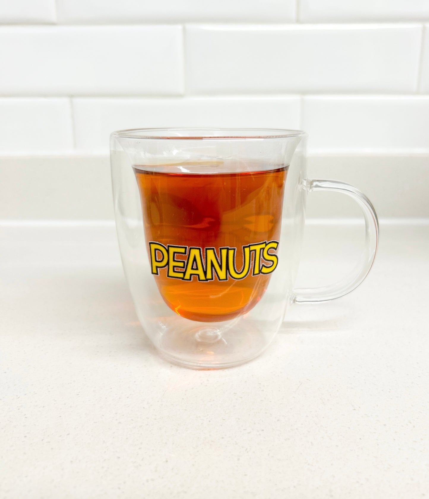 Taza Snoopy reverencia doble pared de vidrio