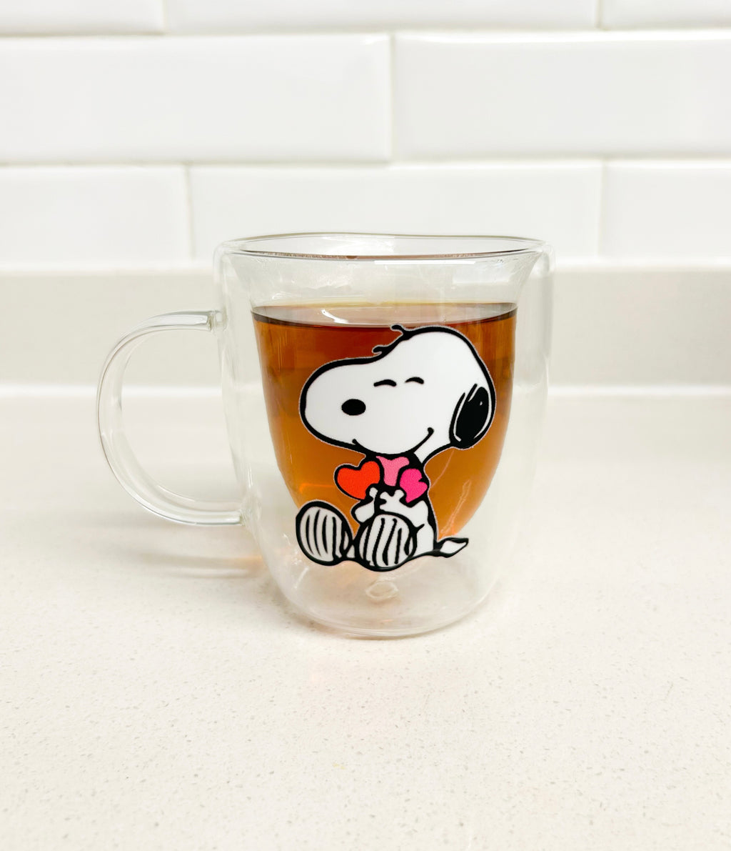 Taza Snoopy corazones doble pared