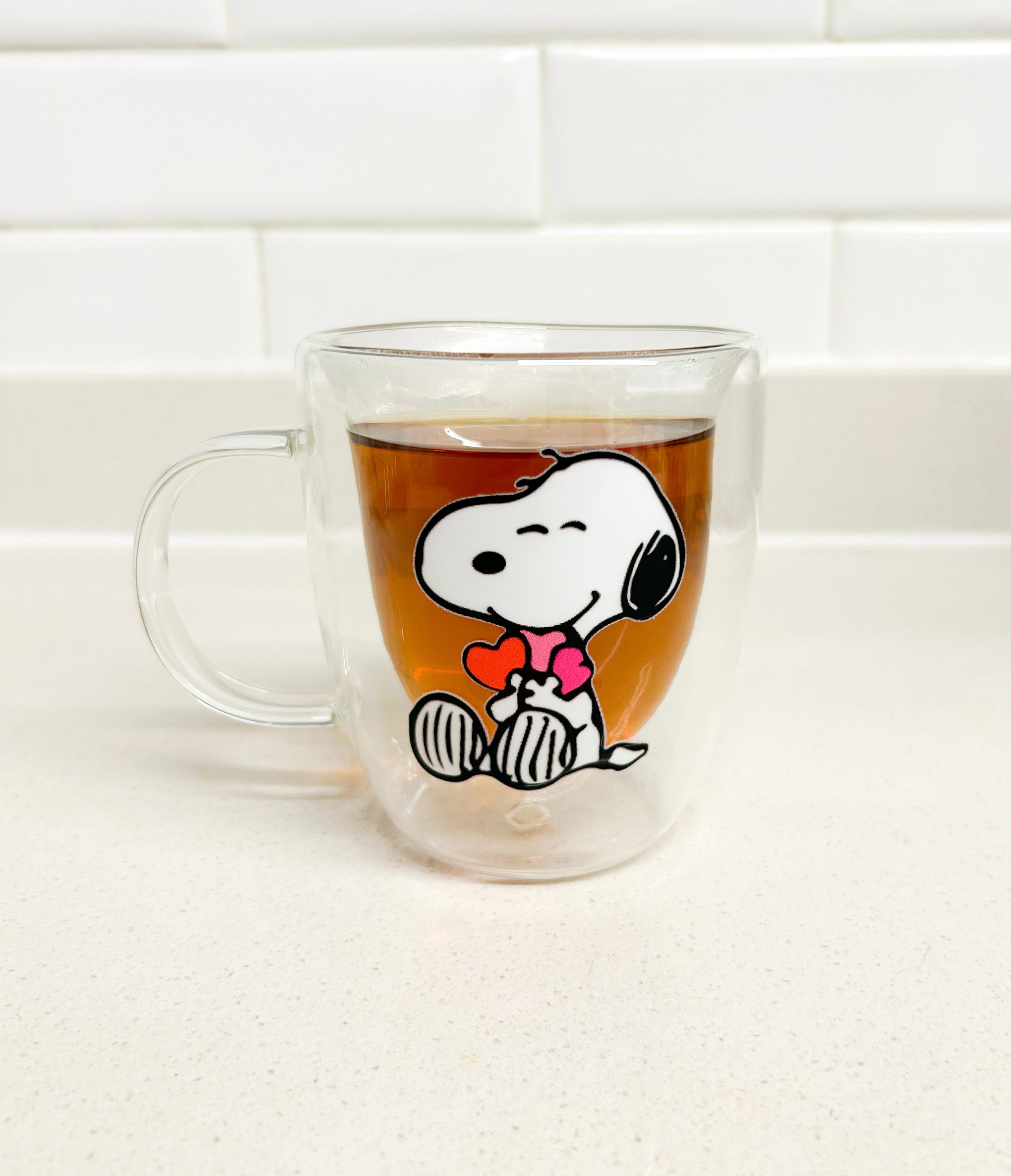 Taza Snoopy corazones doble pared