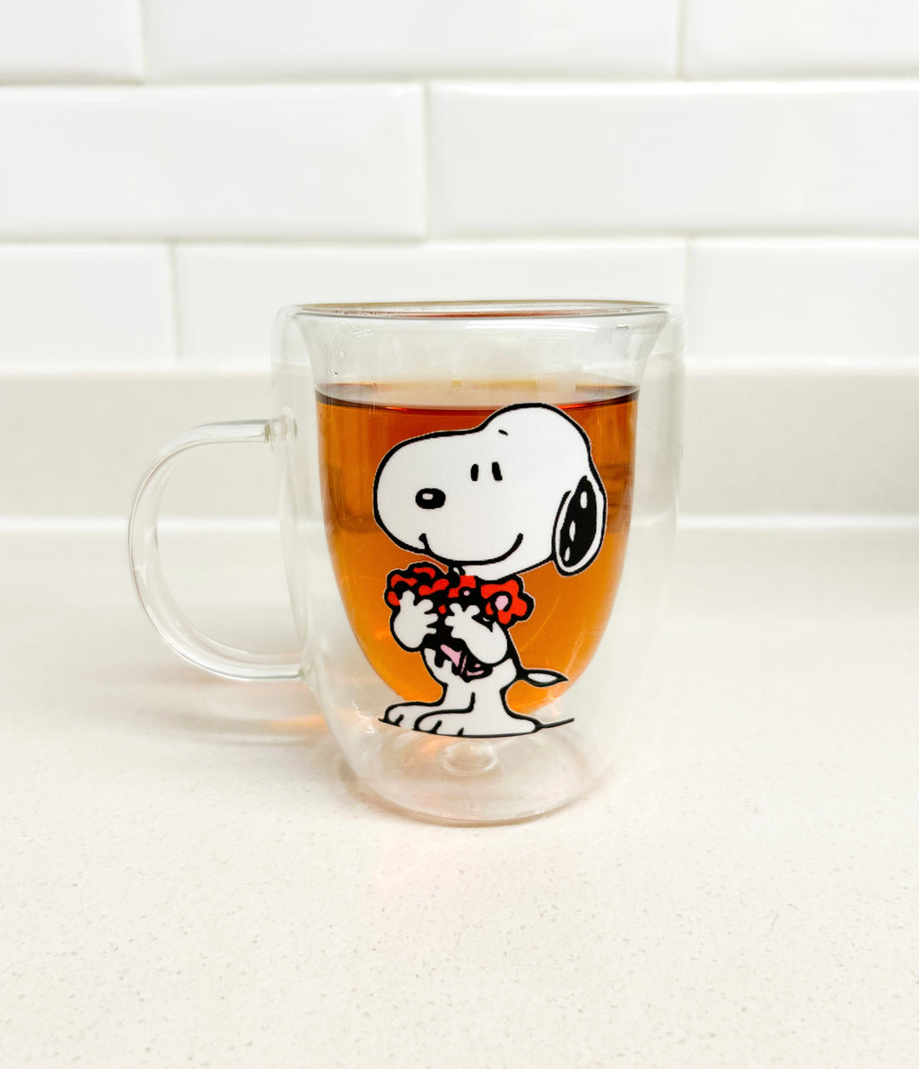 Taza doble pared de vidrio Snoopy