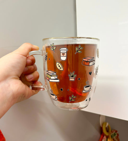 Taza coffee & book lovers doble pared 450 ml