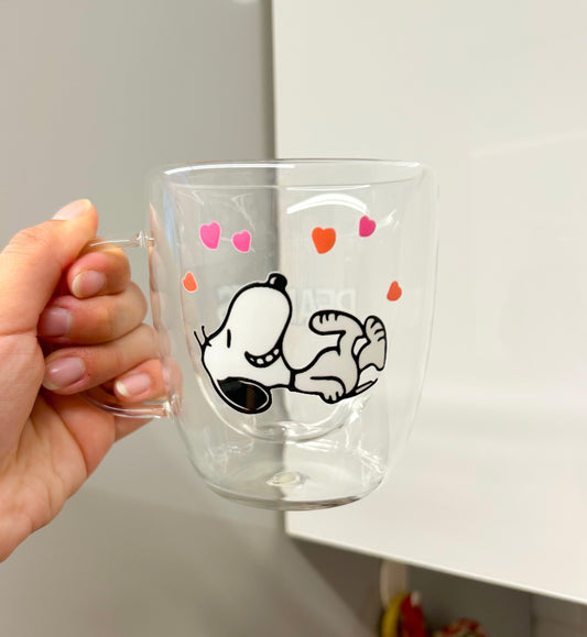 Taza Snoopy riendo doble pared
