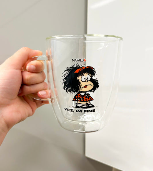 Taza Mafalda “Im fine” doble pared 450 ml