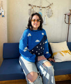 Chaleco nubes y estrellas lana de oveja talla M/L