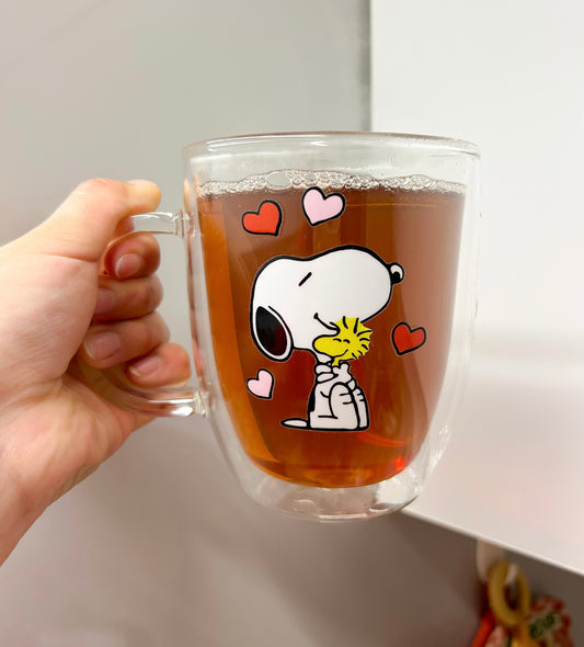 Taza Snoopy y Woodstock doble pared 450 ml