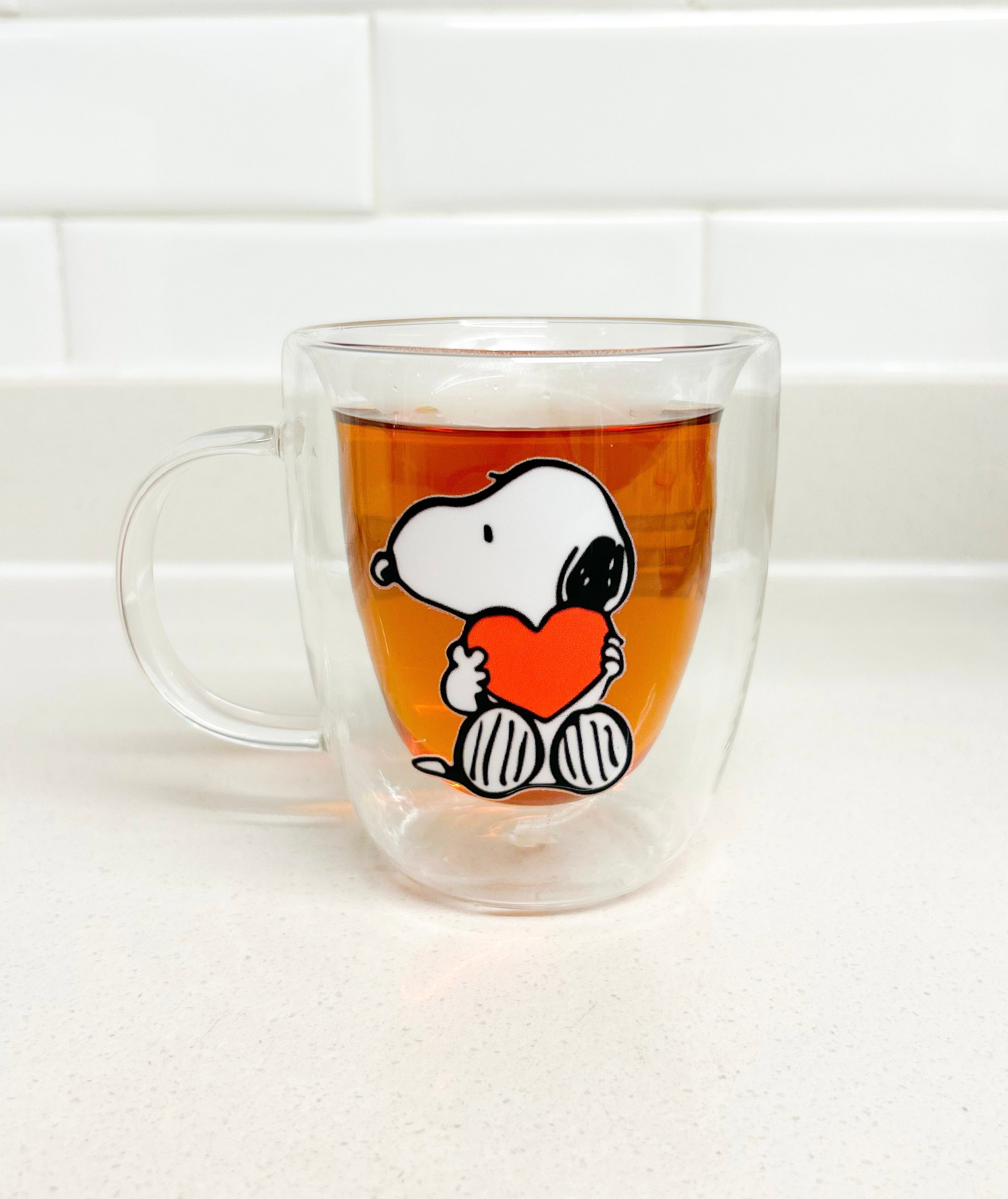 Taza Snoopy y corazón doble pared