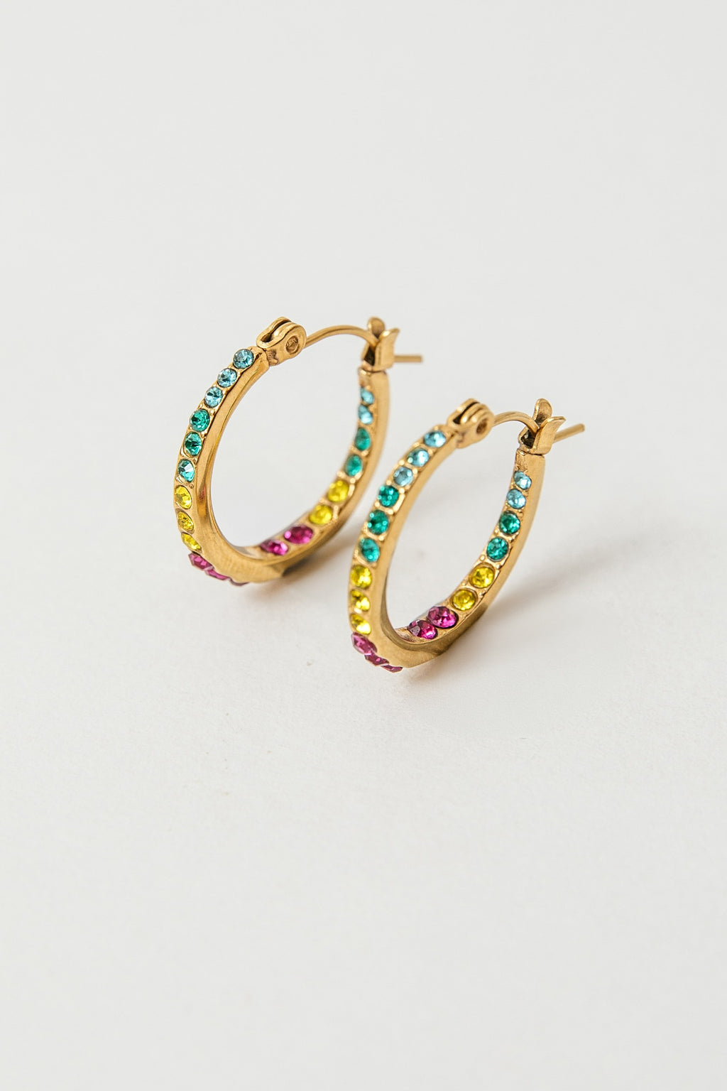 Argollas Colors baño de oro y circones