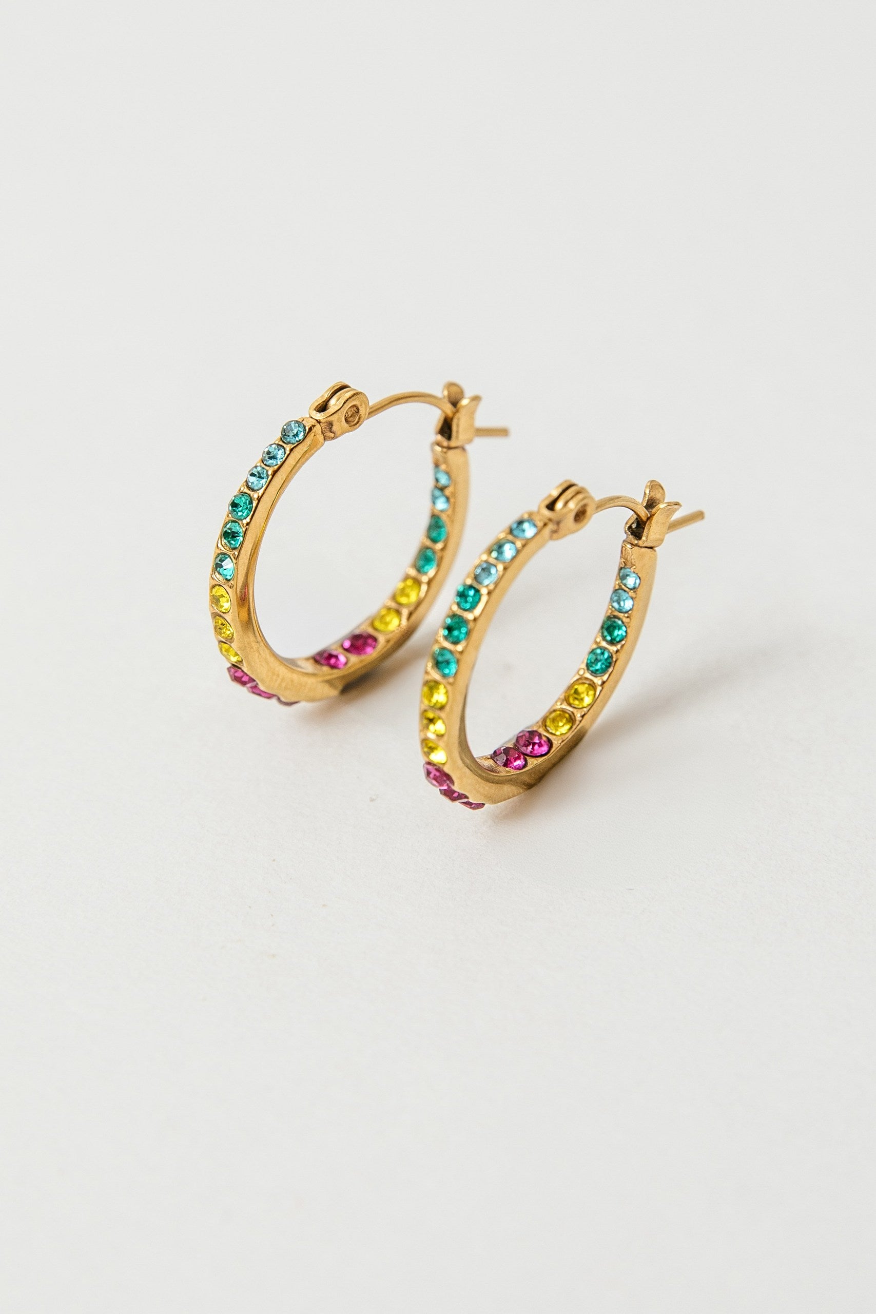 Argollas Colors baño de oro y circones