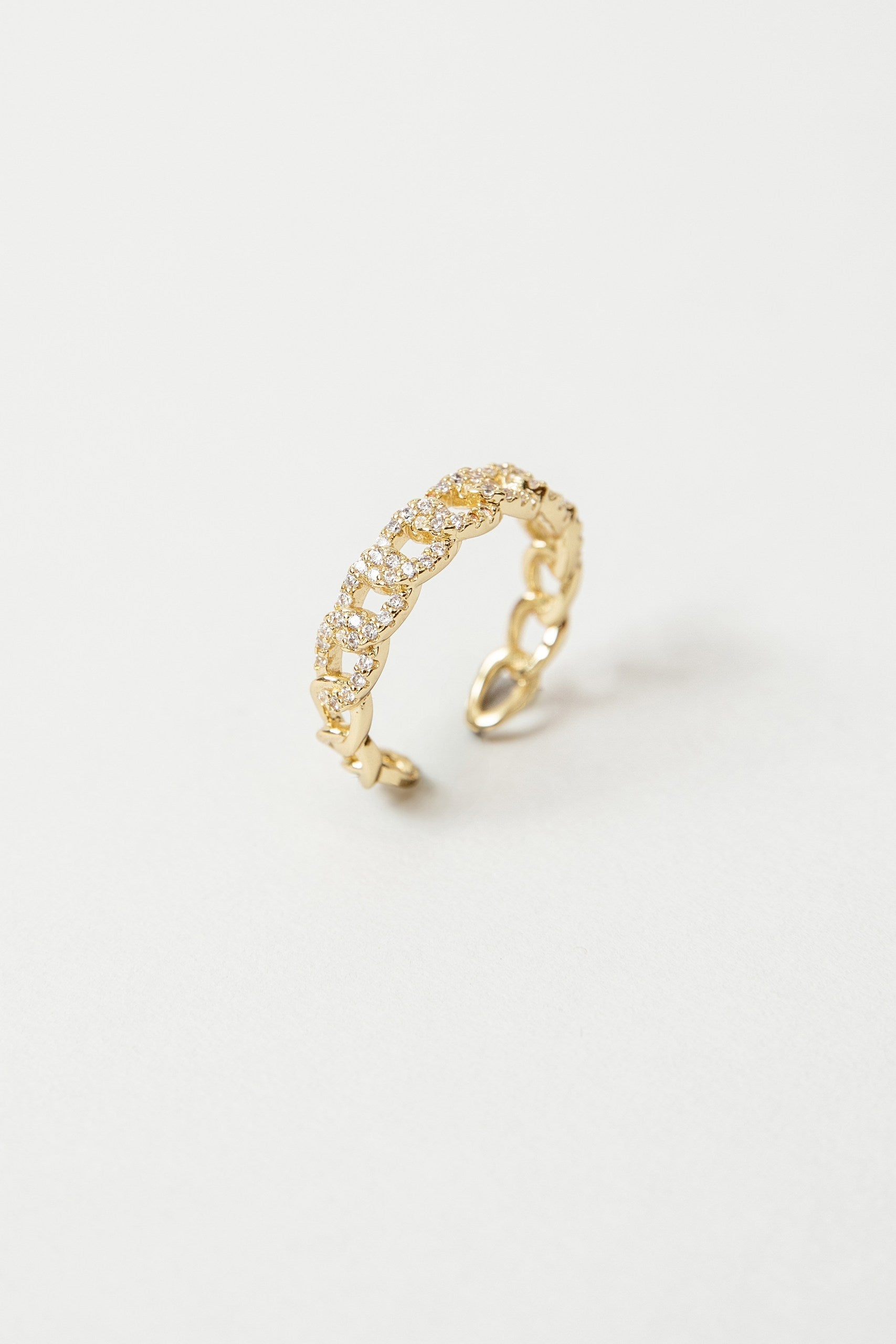 Anillo Chains baño de oro y circones