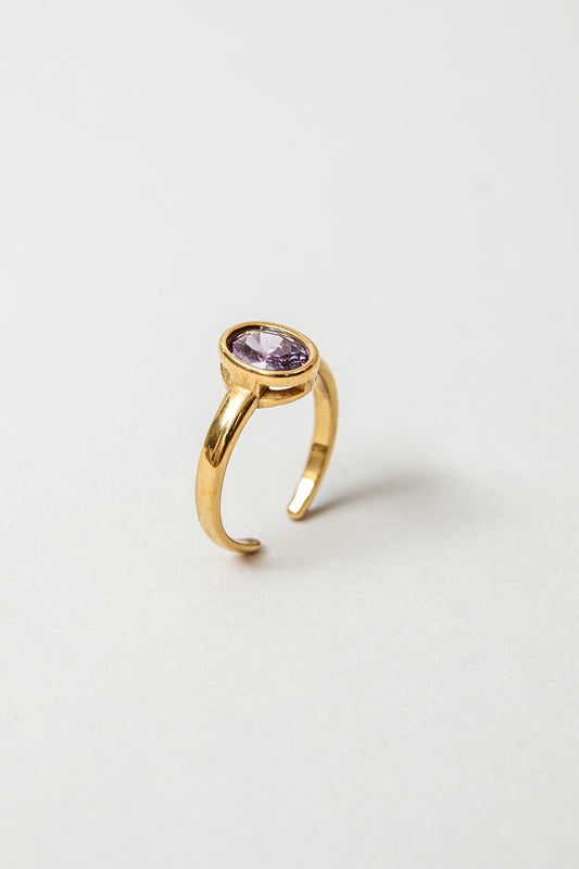 Anillo Milán baño de oro y circón XL morado