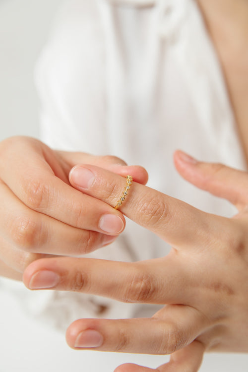 Anillo Alicia baño de oro y circones