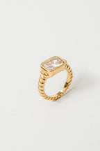 Anillo Emma baño de oro y circón XL