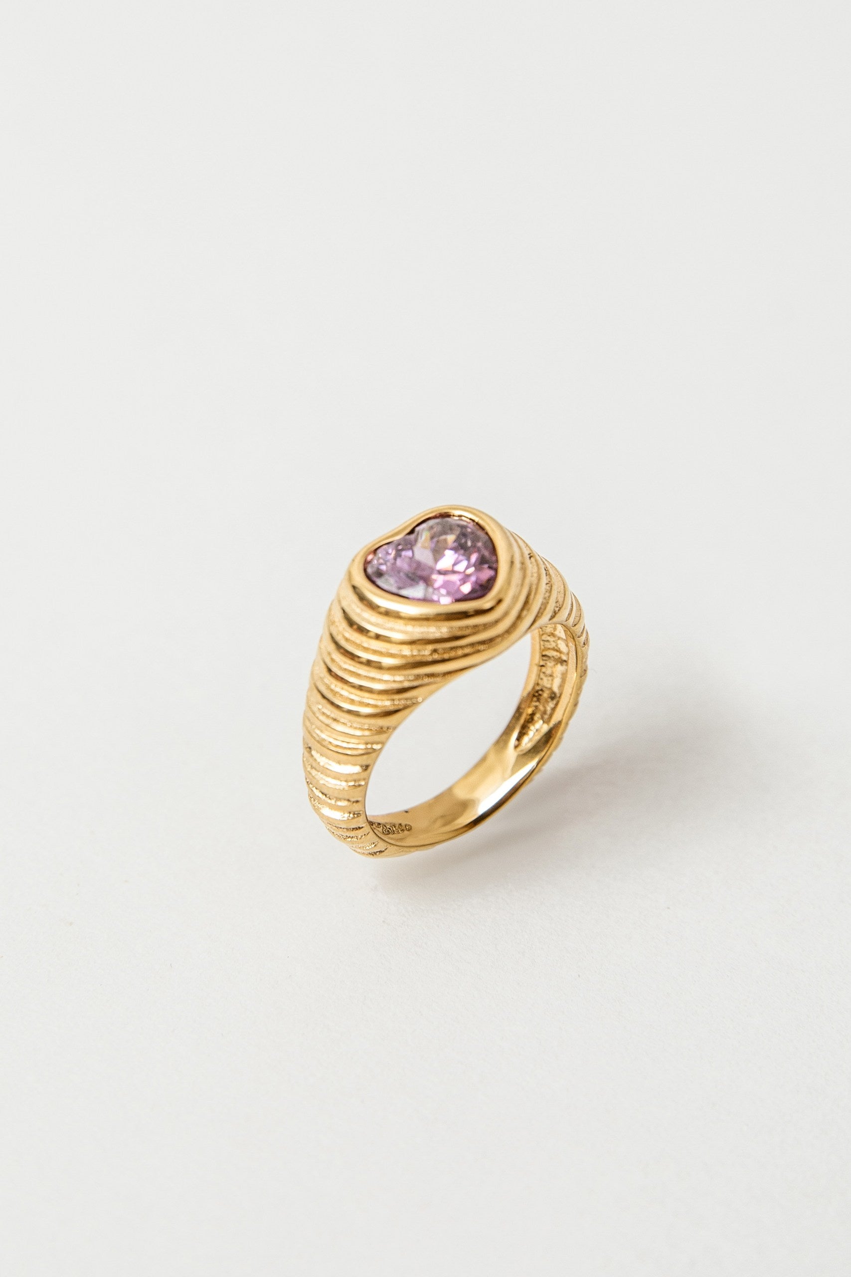 Anillo Gia baño de oro y circón Xl