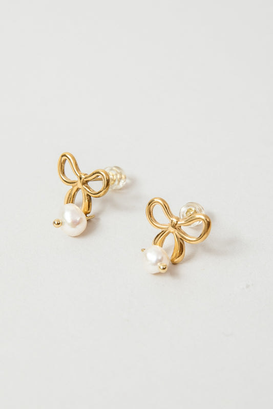 Aros Coquette perla oro